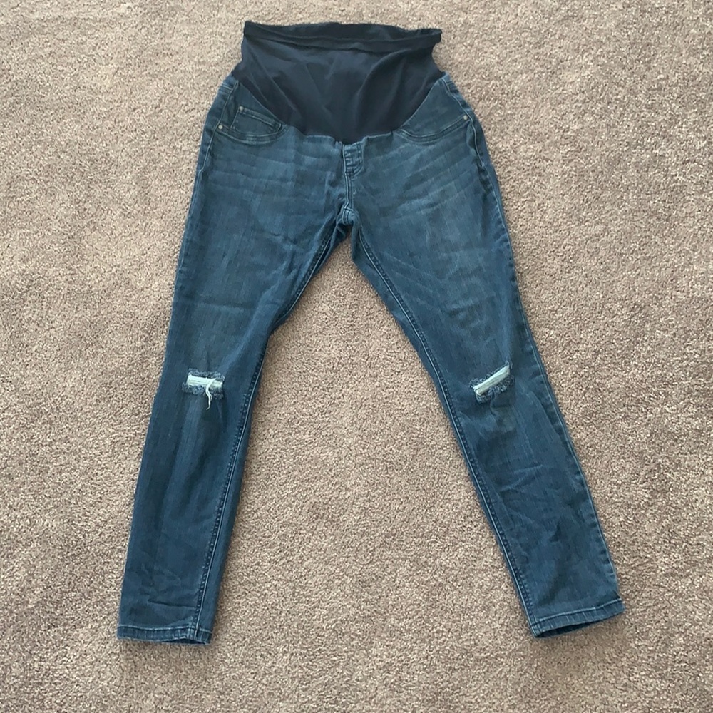 Large distressed maternity jean
